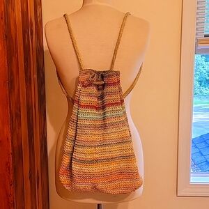 Boho Raffia Multicolor Backpack